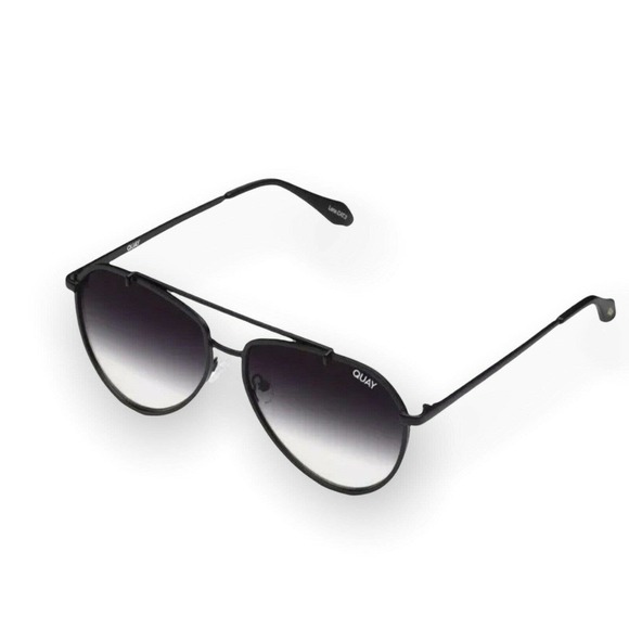 Quay Australia Dirty Habit Sunglasses Oversized Aviators Matte Black Fade - Picture 3 of 8